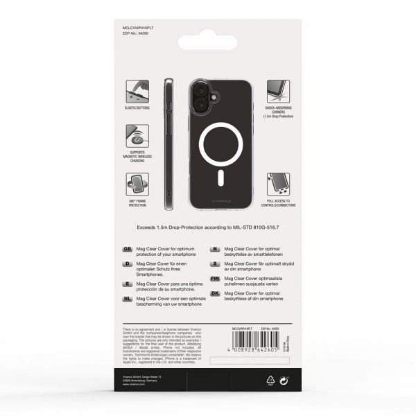 Vivanco iPhone 16 Plus Cover Mag Clear Transparent