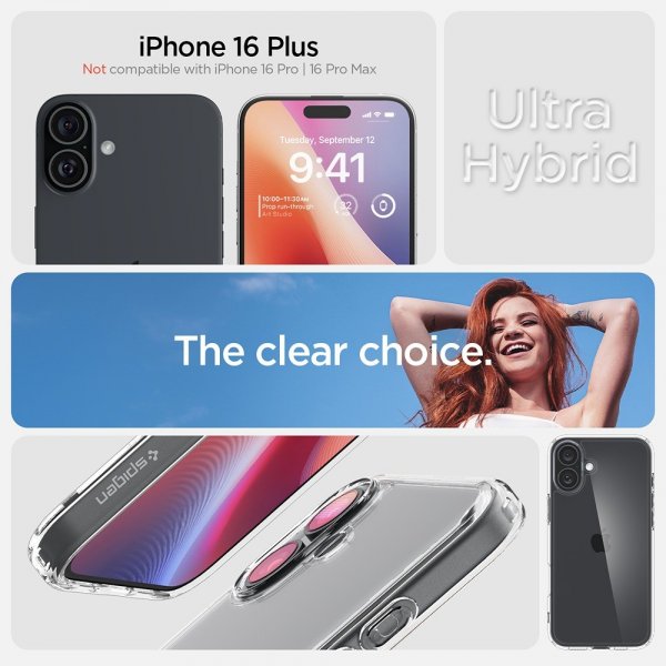 Spigen iPhone 16 Plus Cover Ultra Hybrid Crystal Clear