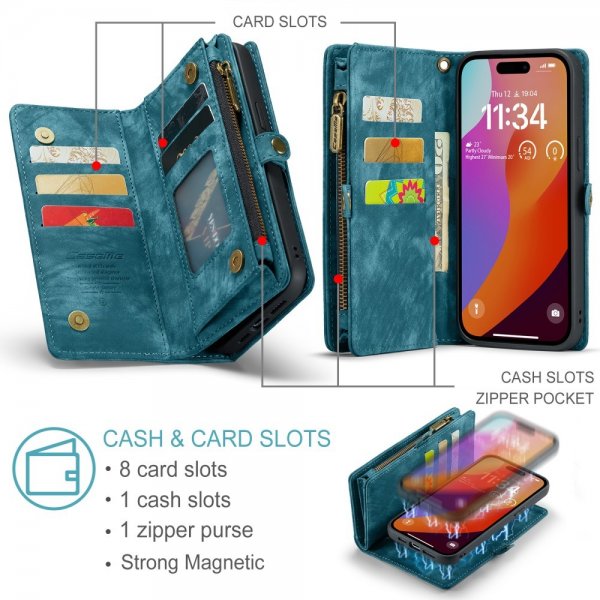 CaseMe iPhone 16 Pro Cover 008 Series Aftagelig Skal Blå