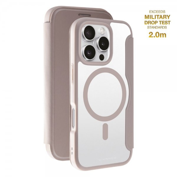 Vivanco iPhone 16 Pro Cover Mag Wallet Greige