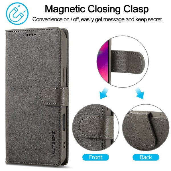 Lc.Imeeke iPhone 16 Pro Cover med Kortlomme og Stativfunktion Grå