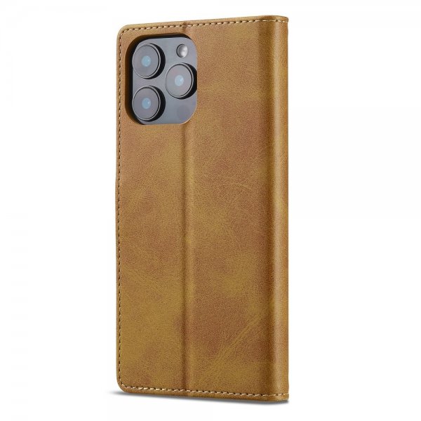 Lc.Imeeke iPhone 16 Pro Cover med Kortlomme og Stativfunktion Lysebrun