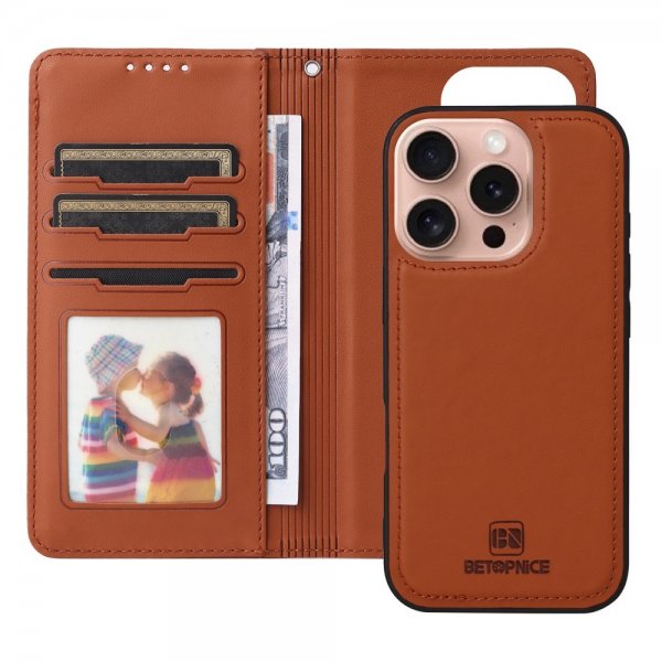 Betopnice iPhone 16 Pro Etui med Aftageligt Cover 005 Brun