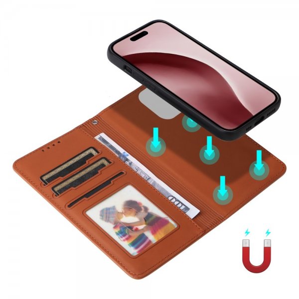 Betopnice iPhone 16 Pro Etui med Aftageligt Cover 005 Brun