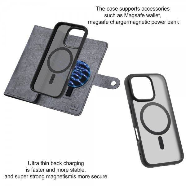 VILI iPhone 16 Pro Etui med Aftageligt Cover GV Series MagSafe Grå