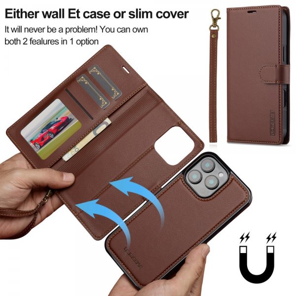 Lc.Imeeke iPhone 16 Pro Cover med Aftageligt Skal L2 Series MagSafe Brun