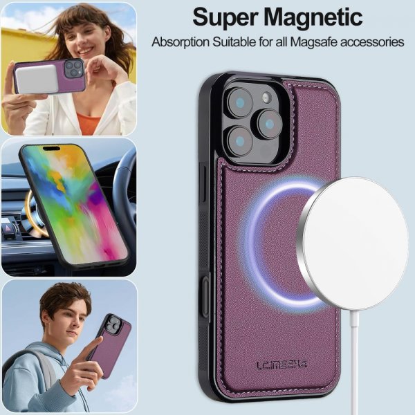 Lc.Imeeke iPhone 16 Pro Cover med Aftageligt Cover L2 Series MagSafe Lilla