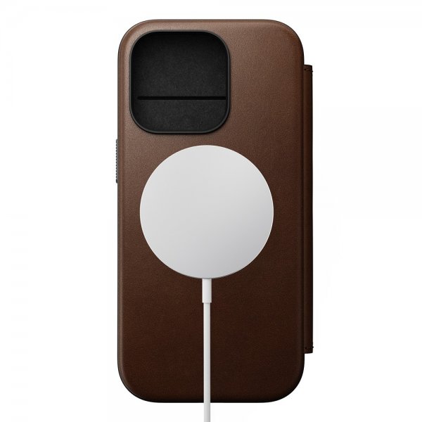 Nomad iPhone 16 Pro Etui Modern Leather Folio Brun
