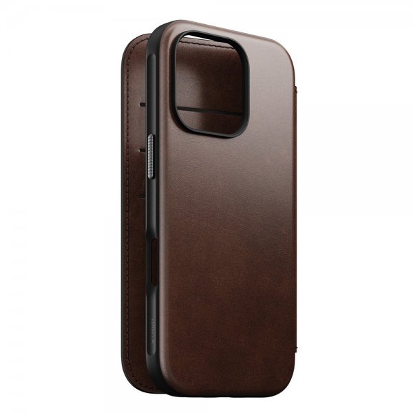 Nomad iPhone 16 Pro Cover Modern Læder Folio Horween Rustic Brown