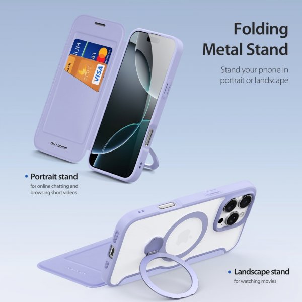 Dux Ducis iPhone 16 Pro Cover Skin X Pro Series Kickstand MagSafe Lilla