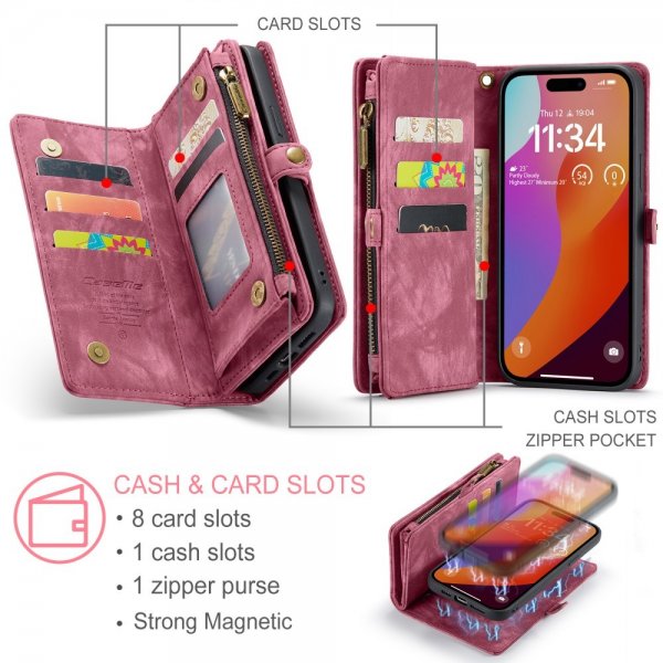 CaseMe iPhone 16 Pro Max Cover 008 Series Aftageligt Cover Rød