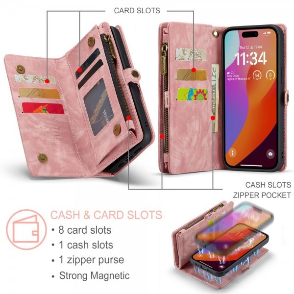 CaseMe iPhone 16 Pro Max Etui 008 Series Aftagelig Cover Rose