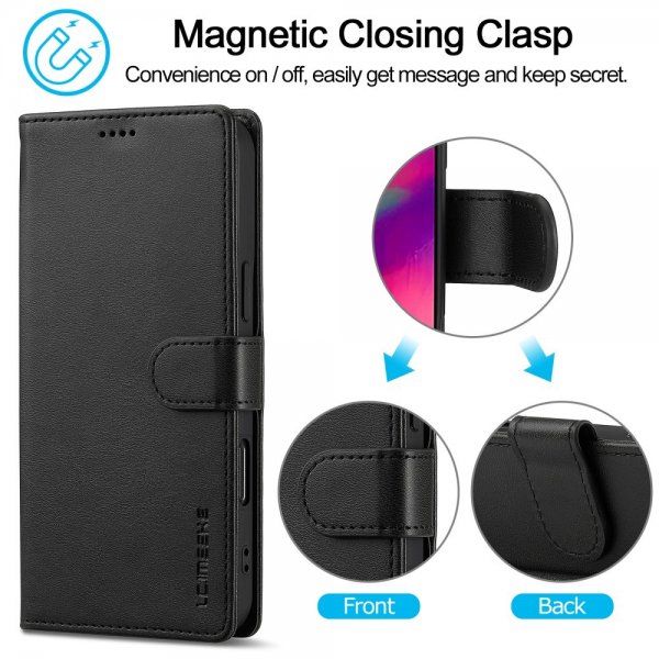 Lc.Imeeke iPhone 16 Pro Max Etui med Kortlomme Standfunktion Sort