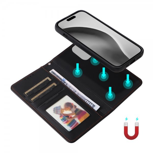 Betopnice iPhone 16 Pro Max Etui med Aftageligt Cover 005 Sort
