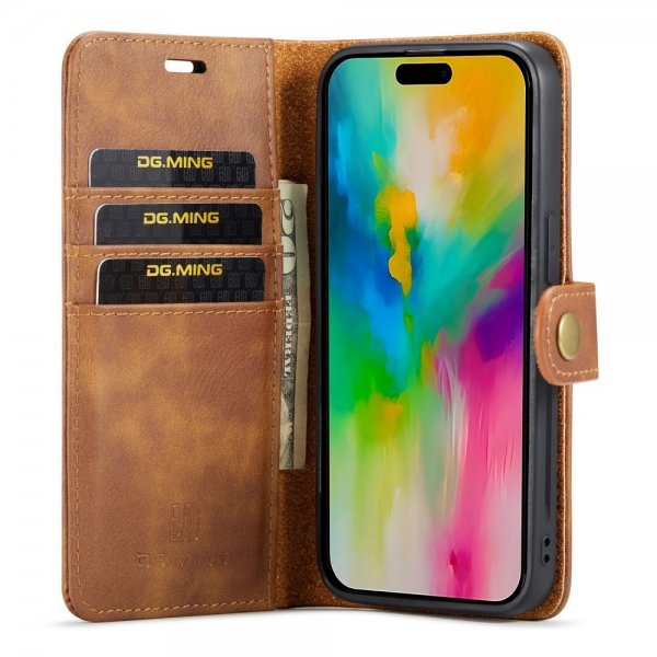 Dg.Ming iPhone 16 Pro Max Etui med Aftagelig Skal Brun