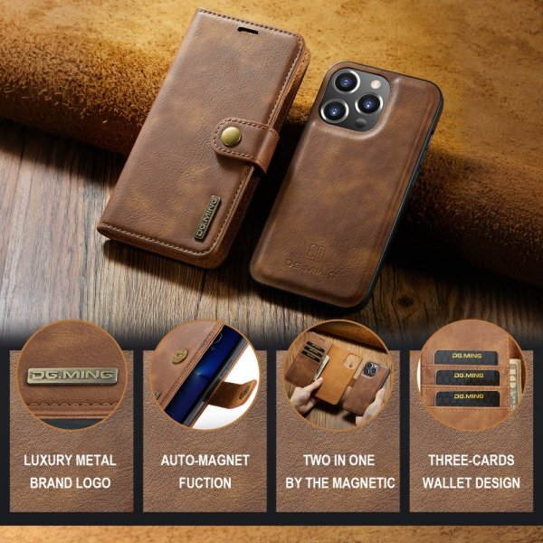 Dg.Ming iPhone 16 Pro Max Etui med Aftagelig Skal Brun