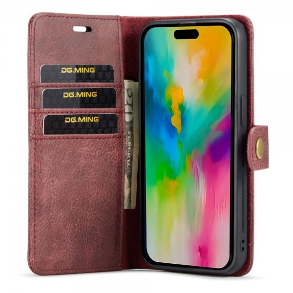 Dg.Ming iPhone 16 Pro Max Etui med Aftageligt Cover Rød