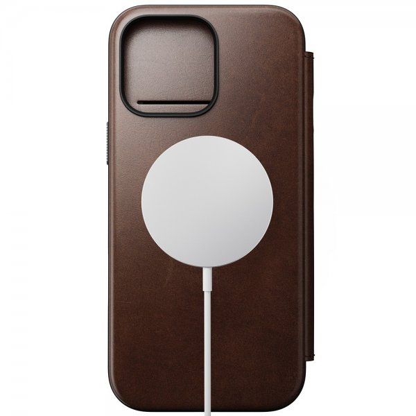Nomad iPhone 16 Pro Max Modern læderfolie, Horween Rustik Brun