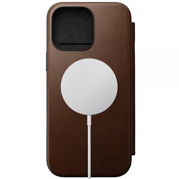 Nomad iPhone 16 Pro Max Cover Modern Leather Folio Brun
