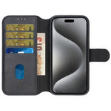 Rvelon iPhone 16 Pro Max Etui Ægte Læder Kortlomme Sort