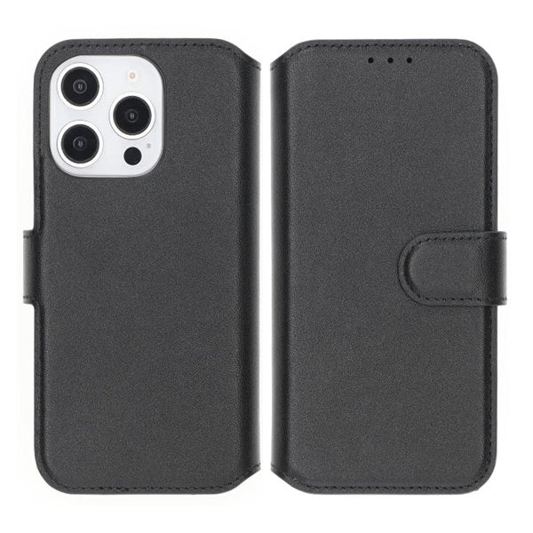 Rvelon iPhone 16 Pro Max Etui Ægte Læder Kortlomme Sort