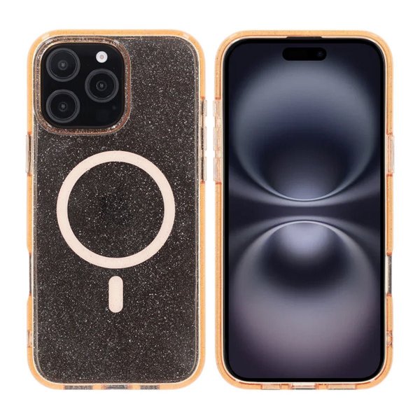 Rvelon iPhone 16 Pro Max Cover Glitter MagSafe Guld