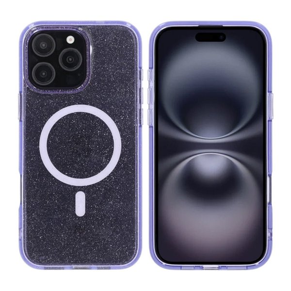 Rvelon iPhone 16 Pro Max Cover Glitter MagSafe Lilla