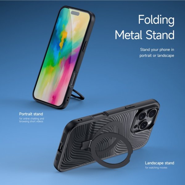 Dux Ducis iPhone 16 Pro Max Cover Aimo Series MagSafe Kickstand Sort