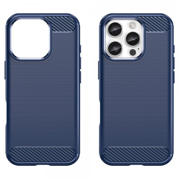 iPhone 16 Pro Max Cover Børstet Kulfibertekstur Blå
