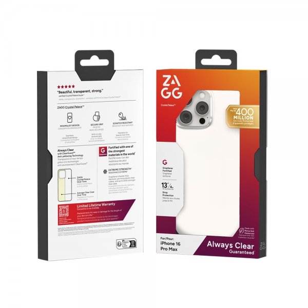 ZAGG iPhone 16 Pro Max Cover Crystal Palace Transparent