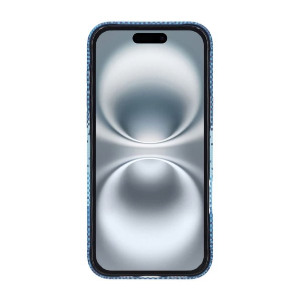 iPhone 16 Pro Max Cover Foldbart Stativ MagSafe Stribet Blå