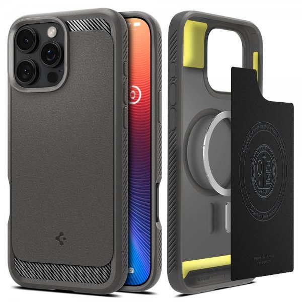 Spigen iPhone 16 Pro Max Cover Rugged Armor MagFit Grå