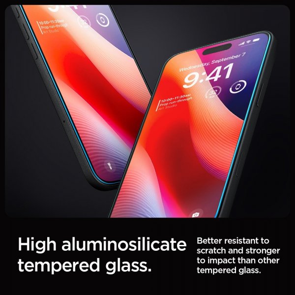 Spigen iPhone 16 Pro Max/iPhone 17 Pro Max Skærmbeskyttelse GLAS.tR EZ Fit 2-pak