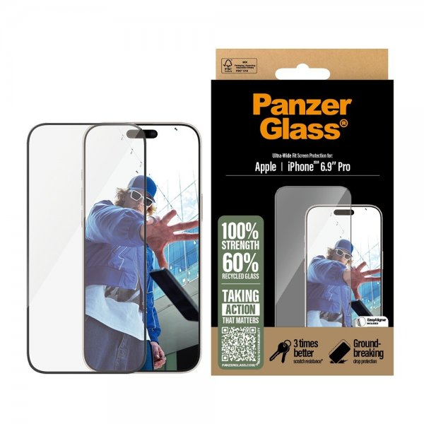 PanzerGlass iPhone 16 Pro Max Skærmbeskyttelse Ultra-Wide Fit EasyAligner