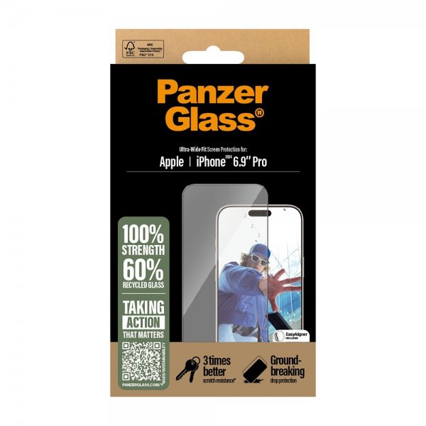 PanzerGlass iPhone 16 Pro Max Skærmbeskyttelse Ultra-Wide Fit EasyAligner