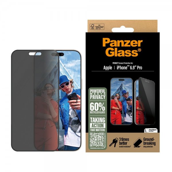 PanzerGlass iPhone 16 Pro Max Skærmbeskytter Ultra-Wide Fit Privacy EasyAligner