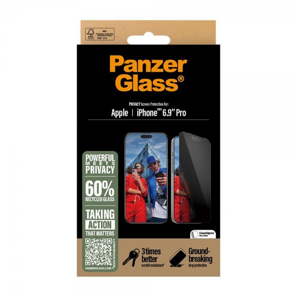 PanzerGlass iPhone 16 Pro Max Skærmbeskytter Ultra-Wide Fit Privacy EasyAligner