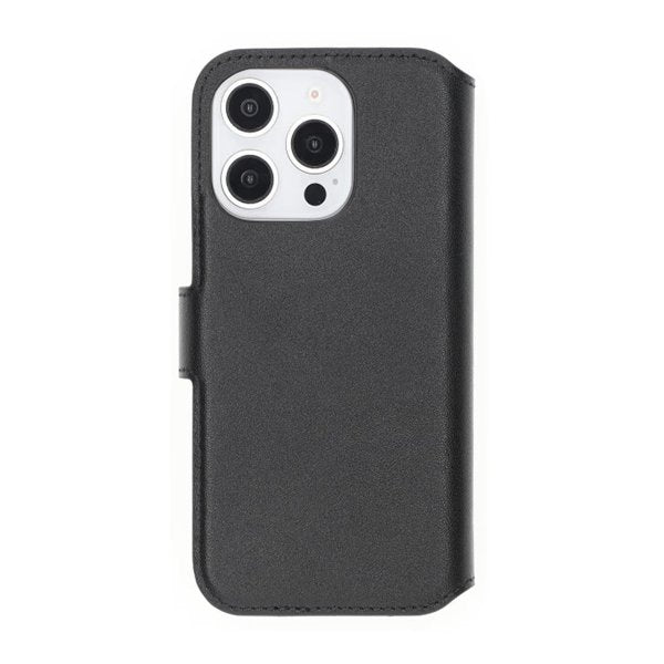 Rvelon iPhone 16 Pro Cover Ægte læder Kortlomme Sort