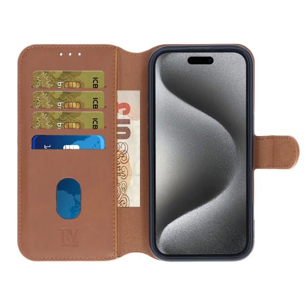 Rvelon iPhone 16 Pro Cover Magnetisk Aftageligt Etui Brun