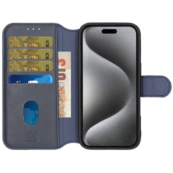 Rvelon iPhone 16 Pro Cover 4 Kortlommer MagSafe Blå