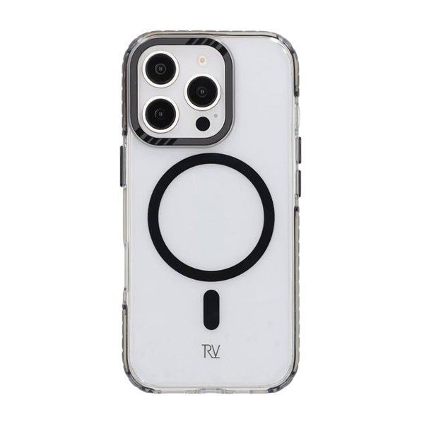 Rvelon iPhone 16 Pro Cover TPU MagSafe Sort/Gennemsigtig