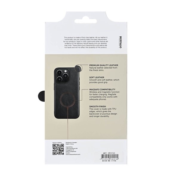 Buffalo iPhone 16 Pro Cover Ægte læder MagSeries Sort