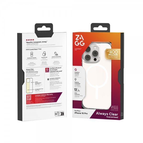 ZAGG iPhone 16 Pro Cover Crystal Palace Snap Transparent