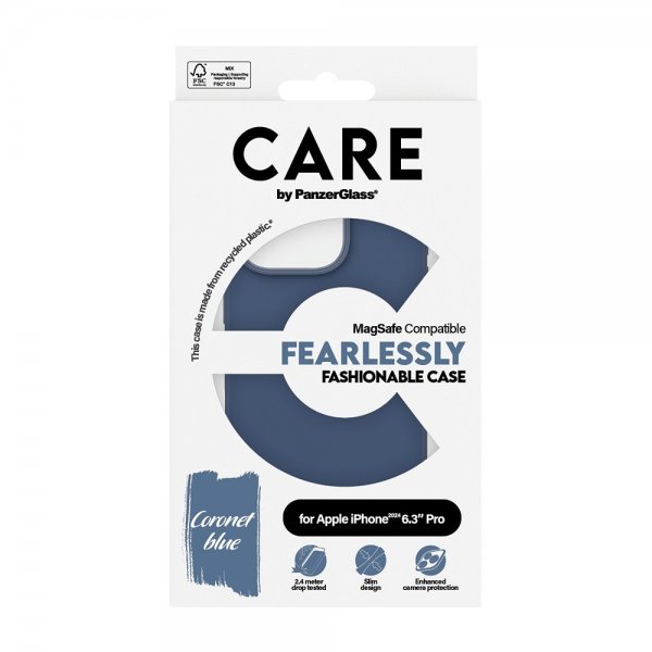 CARE by PanzerGlass iPhone 16 Pro Cover Fashionable MagSafe Blå