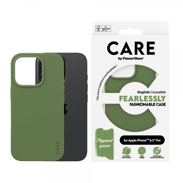 CARE by PanzerGlass iPhone 16 Pro Cover Fashionable MagSafe Grøn