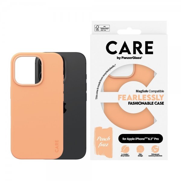 CARE by PanzerGlass iPhone 16 Pro Cover Fashionable MagSafe Peachy