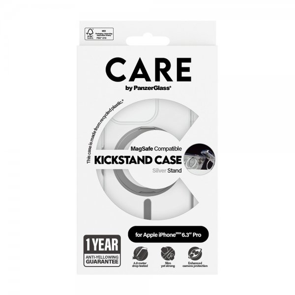 CARE by PanzerGlass iPhone 16 Pro Cover Kickstand MagSafe Sølv