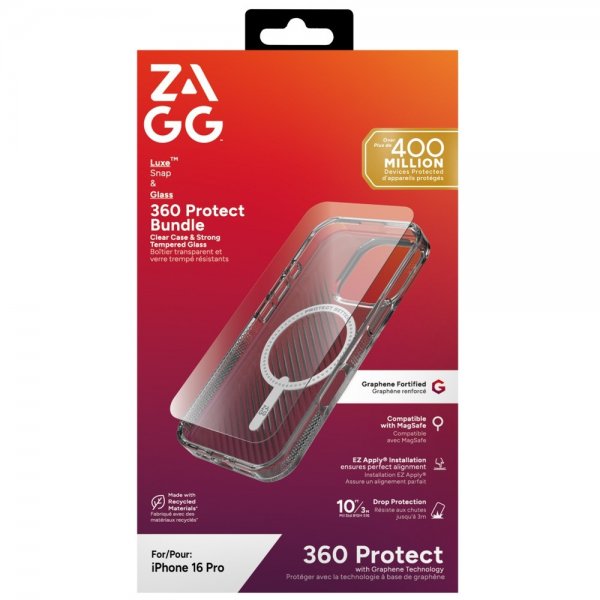 ZAGG iPhone 16 Pro Cover med Skærmbeskyttelse Luxe Snap & Glass