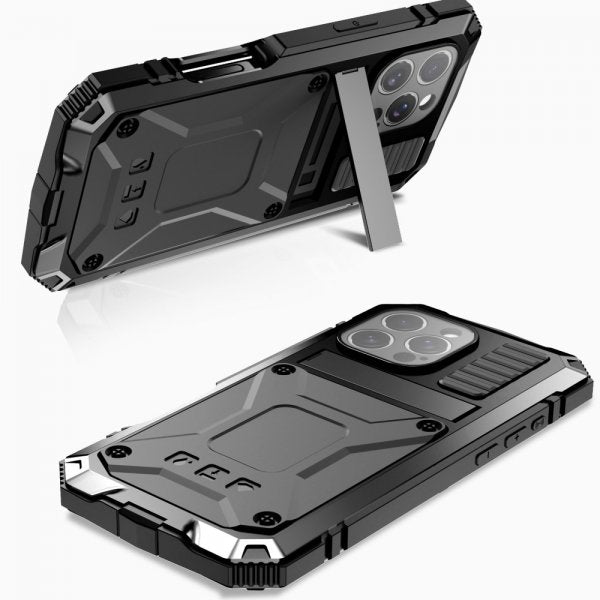 R-JUST iPhone 16 Pro Cover Metal Stødsikkert Sort