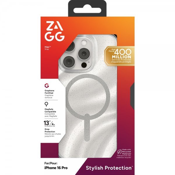 ZAGG iPhone 16 Pro Cover Milan Snap Swirl Glitter